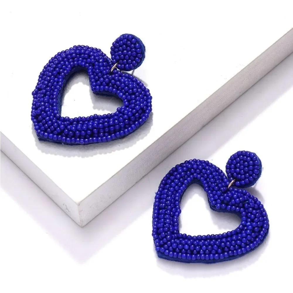 Beaded Heart Dangle Earrings ❤️